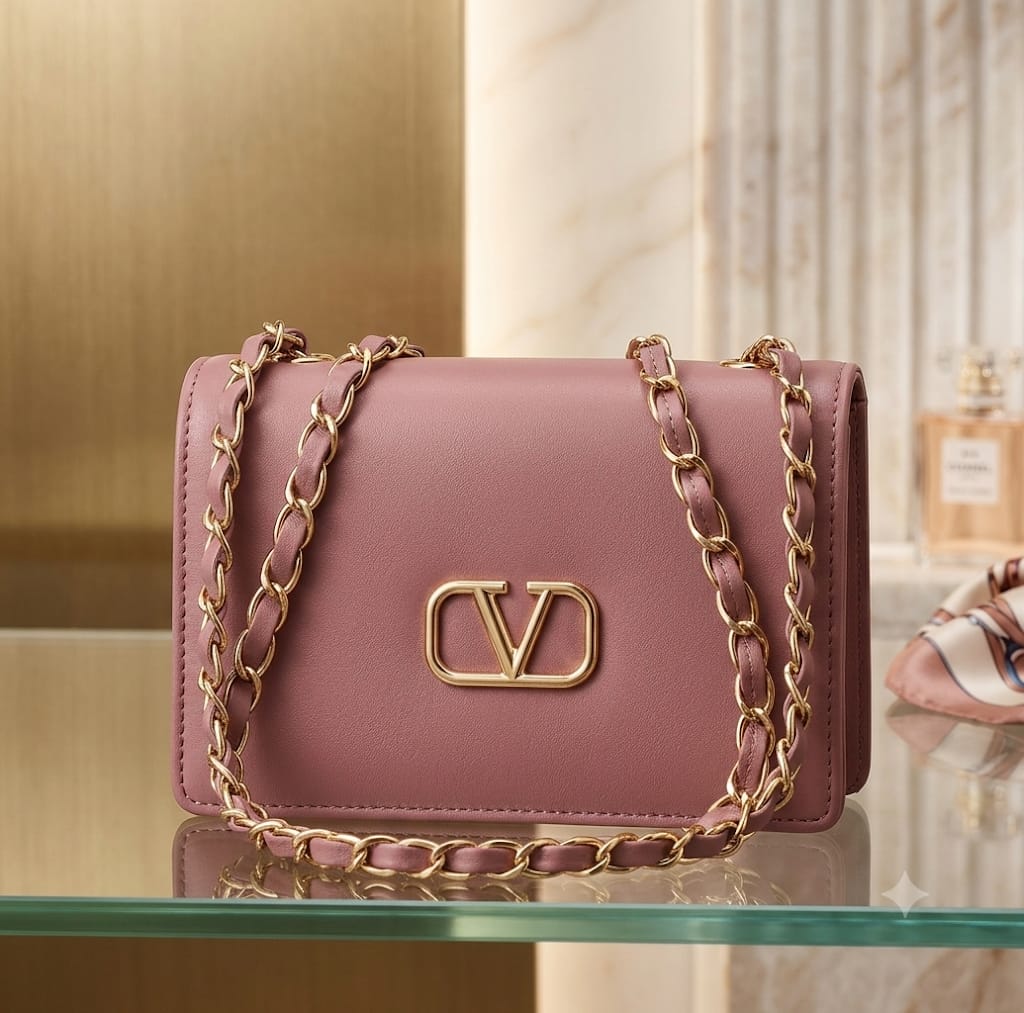 Rose-Mouve Chain Crossbody Bag