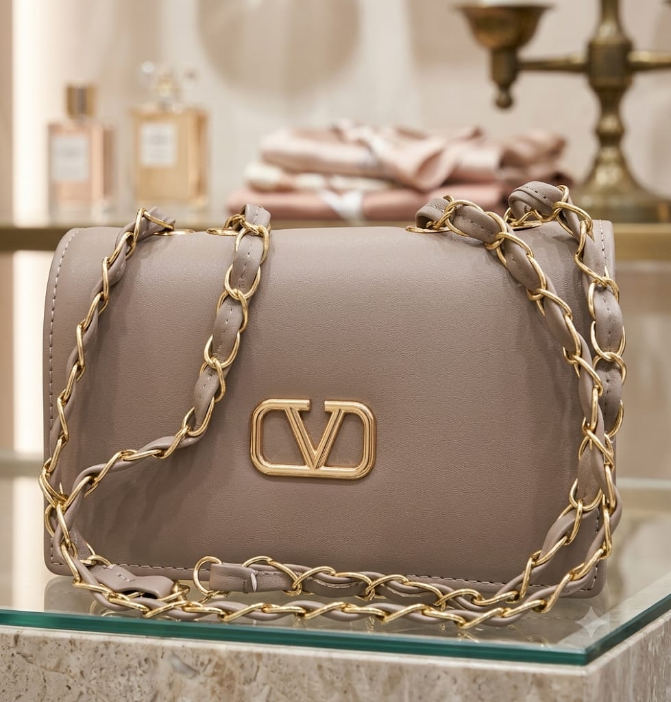 Taupe Chain Crossbody Bag