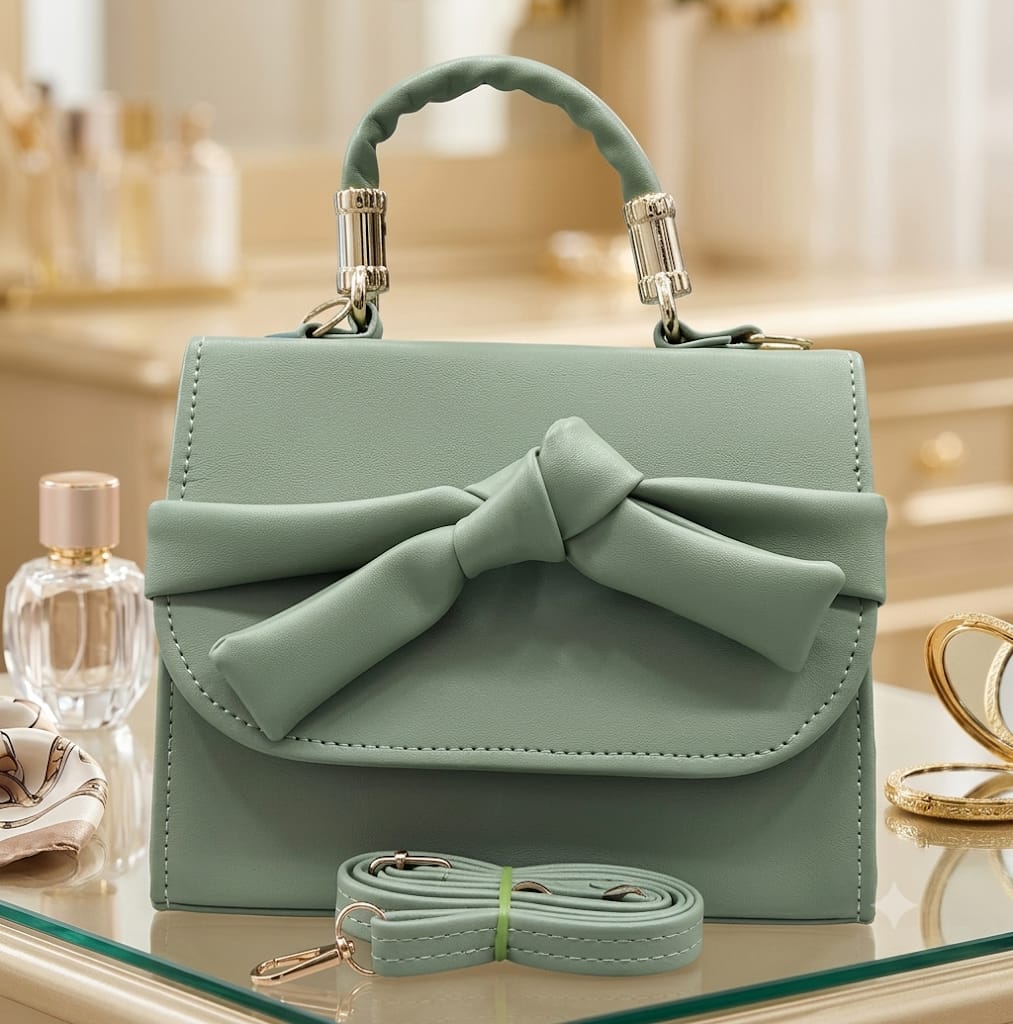 Sage Green Bow Handbag