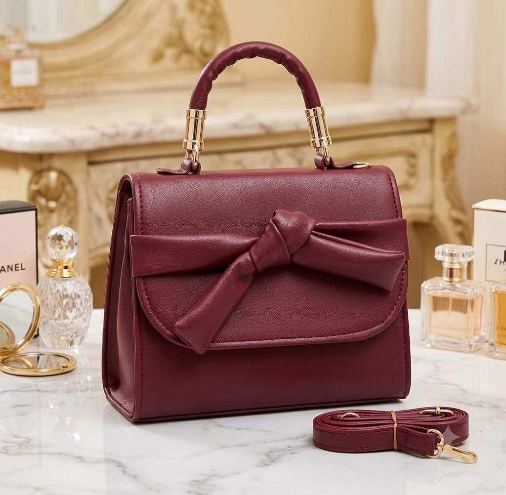 Burgundy Bow Handbag