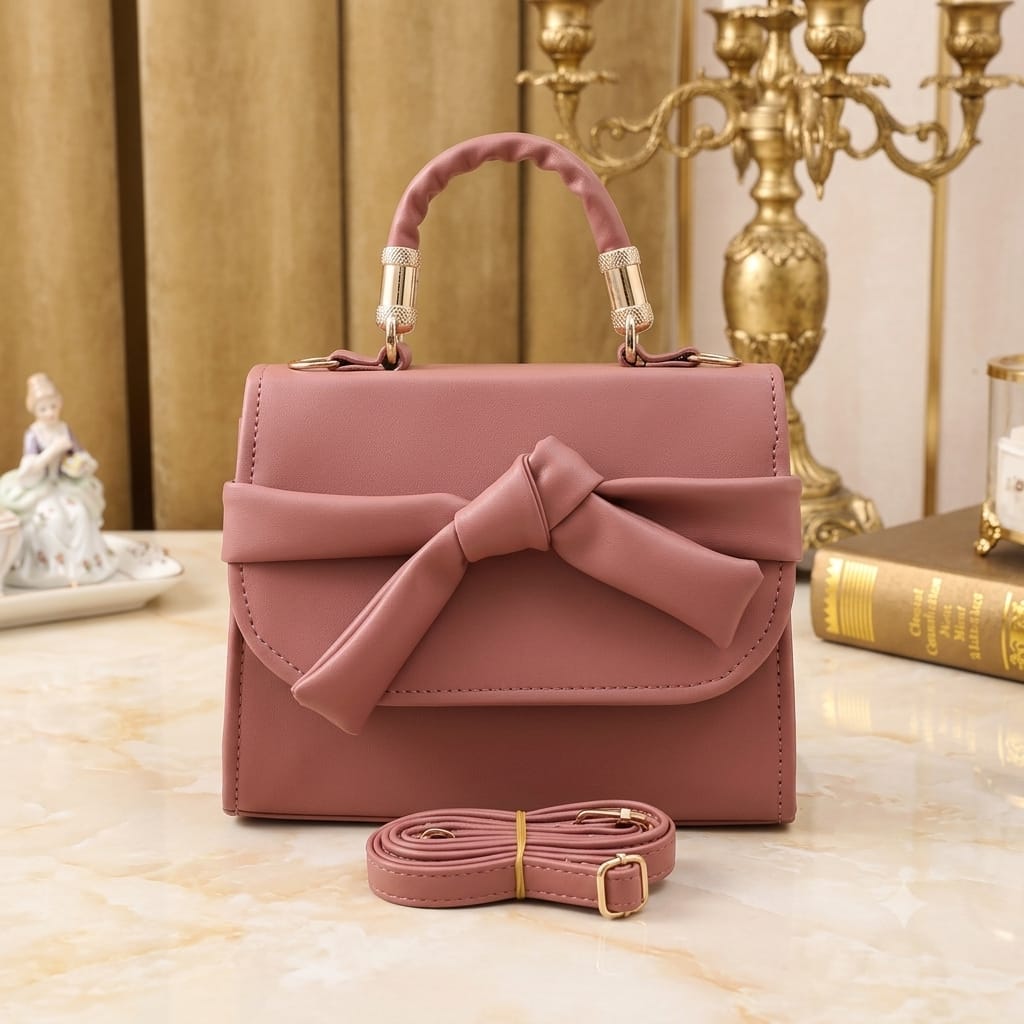 Dusty Rose Bow Handbag